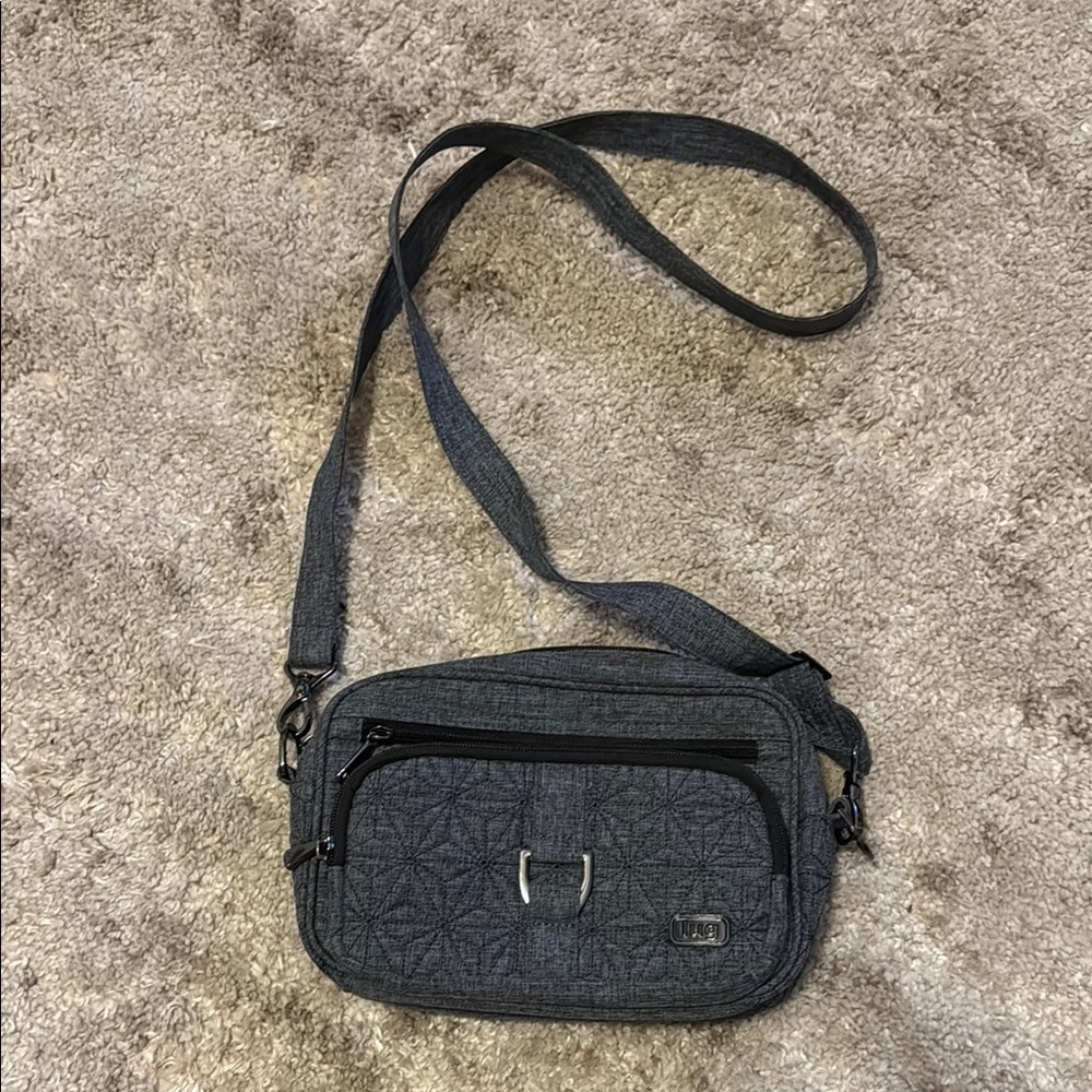 Lug Carousel Crossbody Bag Heather Gray Fabric with Adjustable/Removable Strap